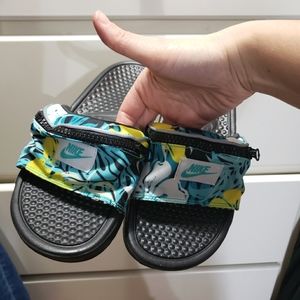 Nike Slides with zipper pouch